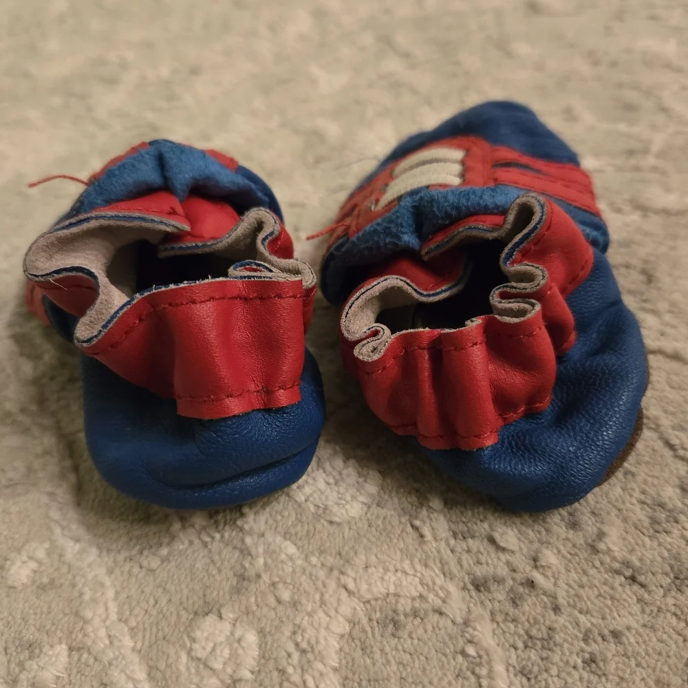 Vintage Red Blue Striped Pre-walker Baby Soft Shoes